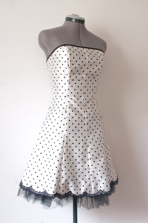 1990s White Polka Dot Gunne Sax Mini Dress - image 9
