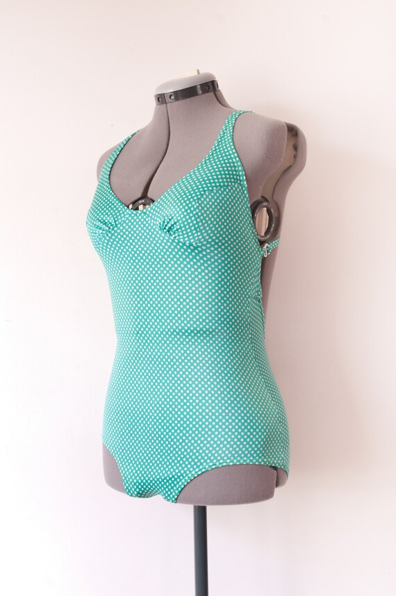 1960s Green Polka Dot Bathing Suit - image 2