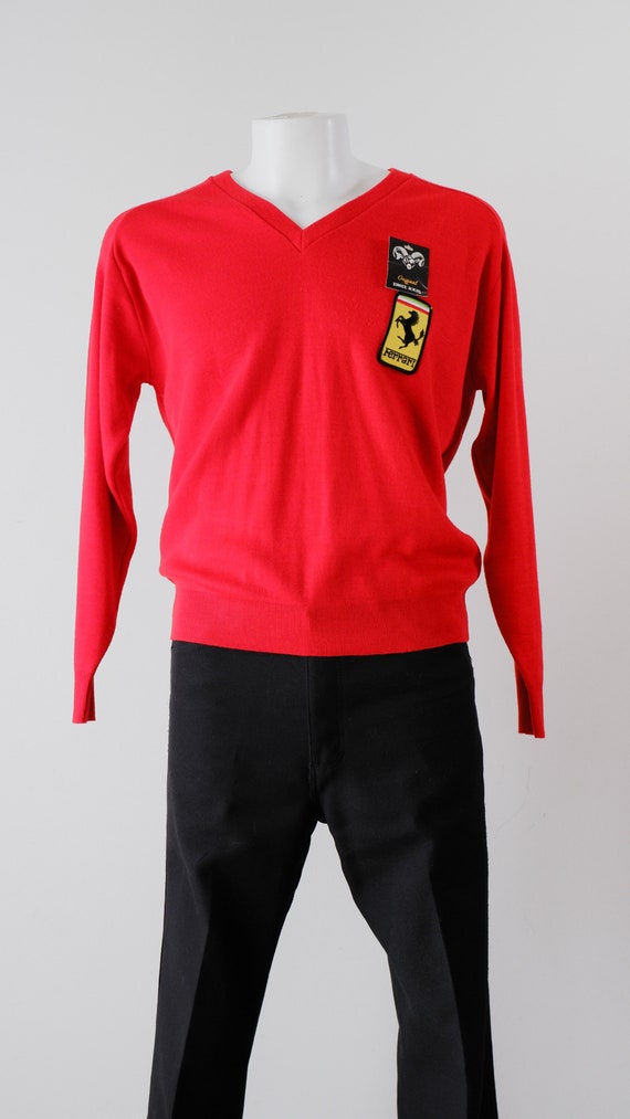 1980's Red Ferrari Sweater / Vintage White Ram Pul