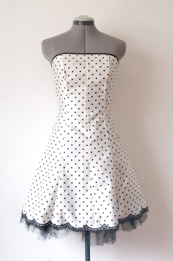 1990s White Polka Dot Gunne Sax Mini Dress - image 5