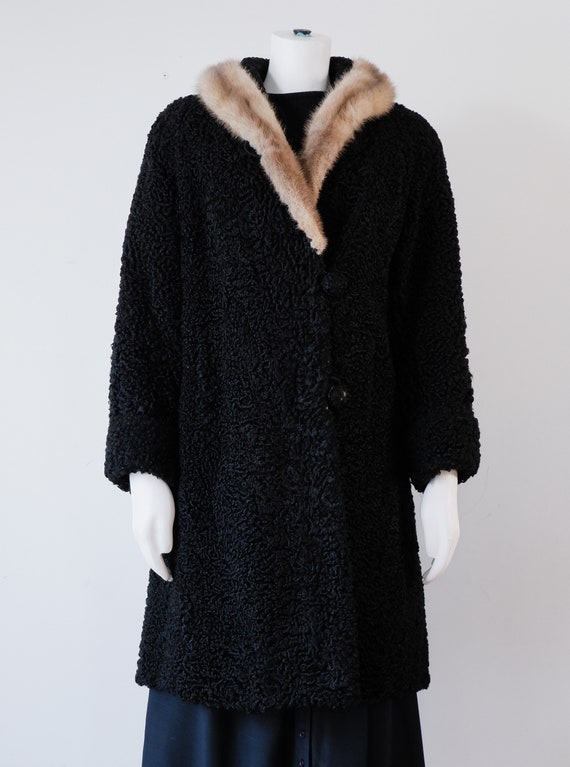 1950's Persian Wool Jacket with Fur Collar / Vinta