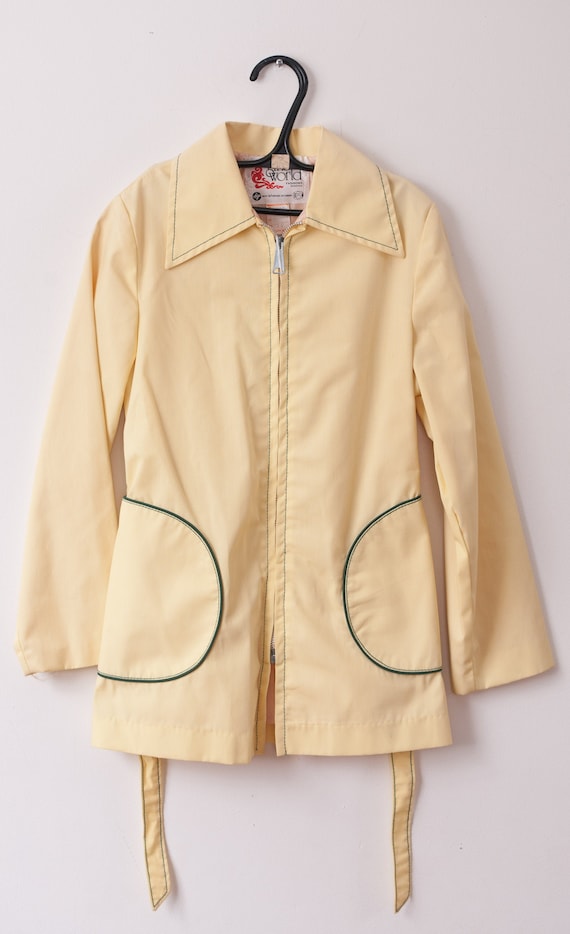 1970's Yellow Juniors Rain Jacket / Vintage Mod Ra