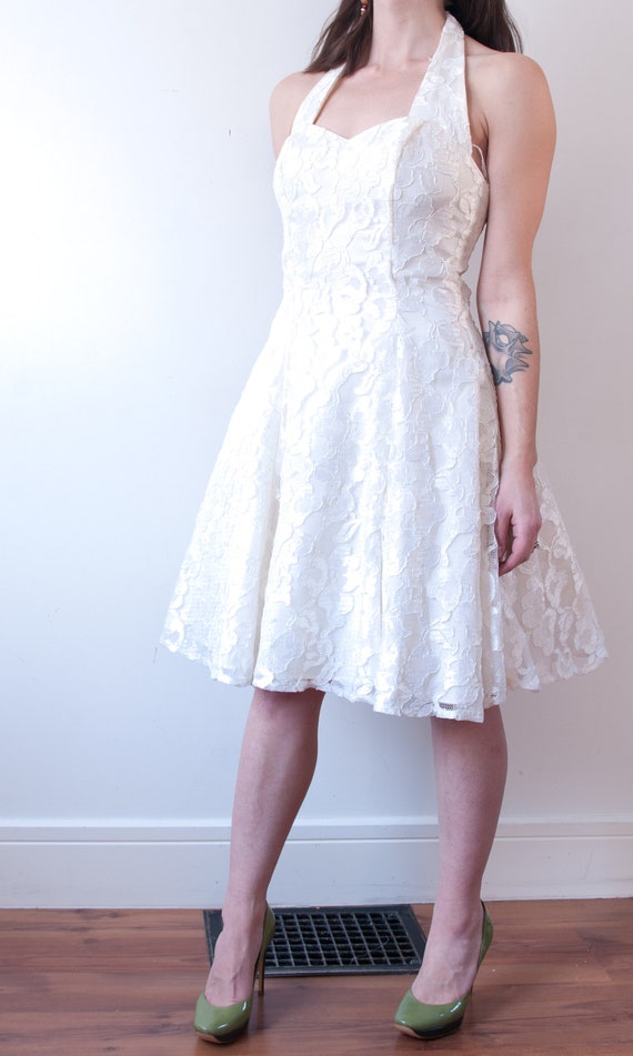 1990s White Lace Mini Dress - image 3