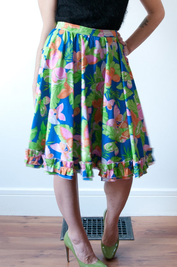 Vintage Blue Floral Skirt - image 8