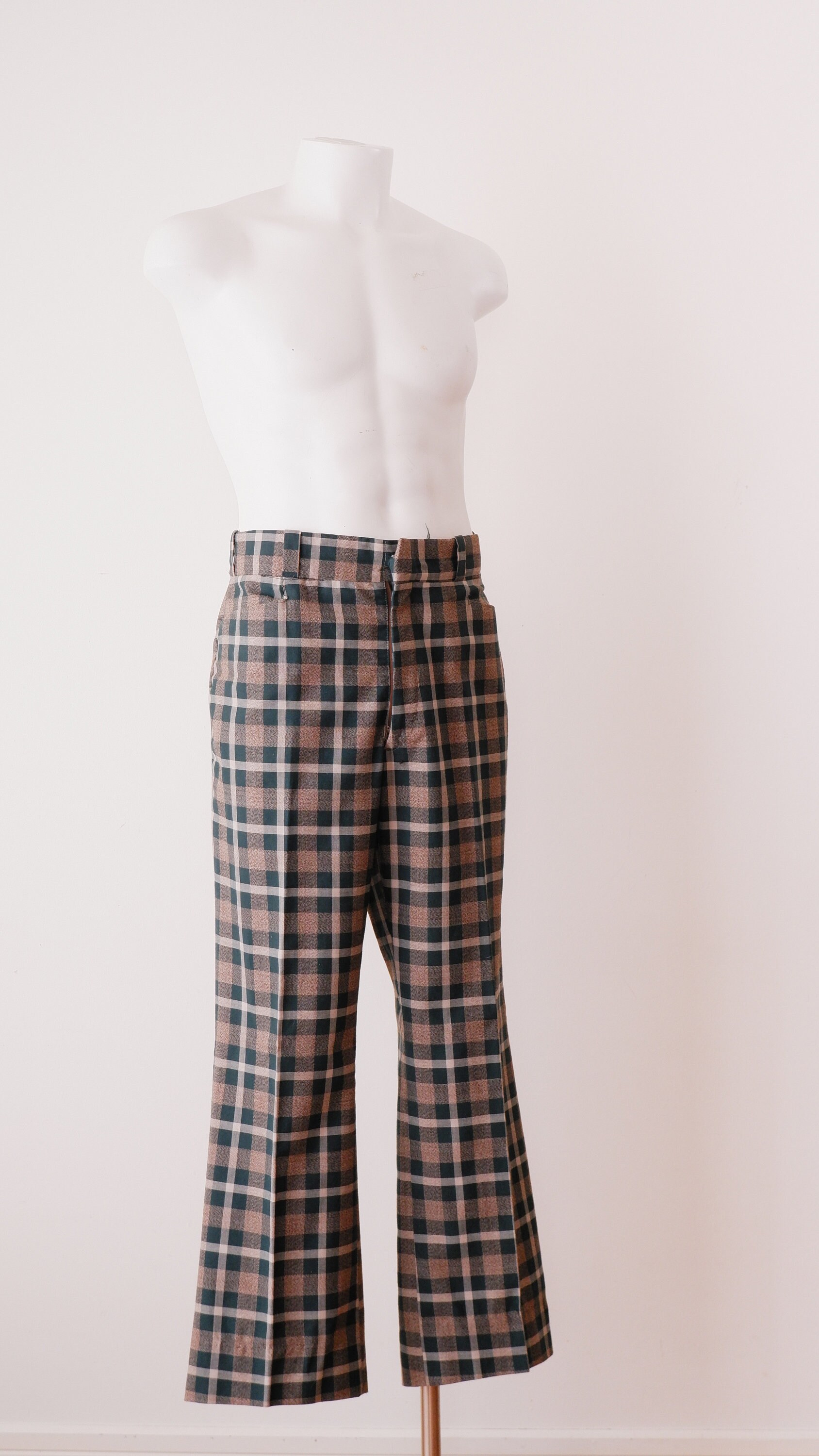 1970's Plaid Golf Pants / Vintage Fortrel Bell Bottoms Etsy