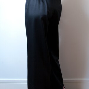 Vintage Black Satin pants / 1990s Wide Leg Trousers image 6