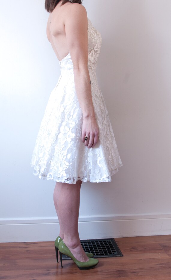 1990s White Lace Mini Dress - image 8