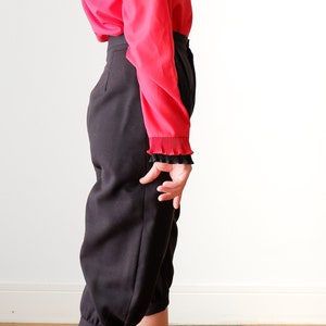 Vintage 1980s Red Long Sleeve Shirt  - Small Long Sleeve Ruffle Collar Blouse