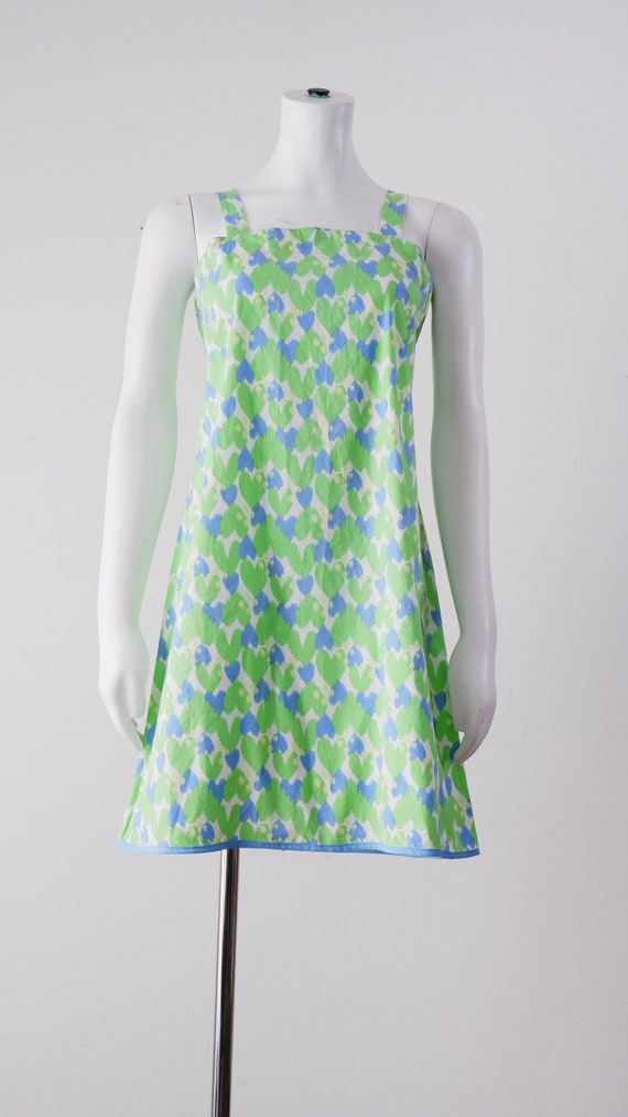 Vintage Green and Blue Heart Mini Dress  - image 1