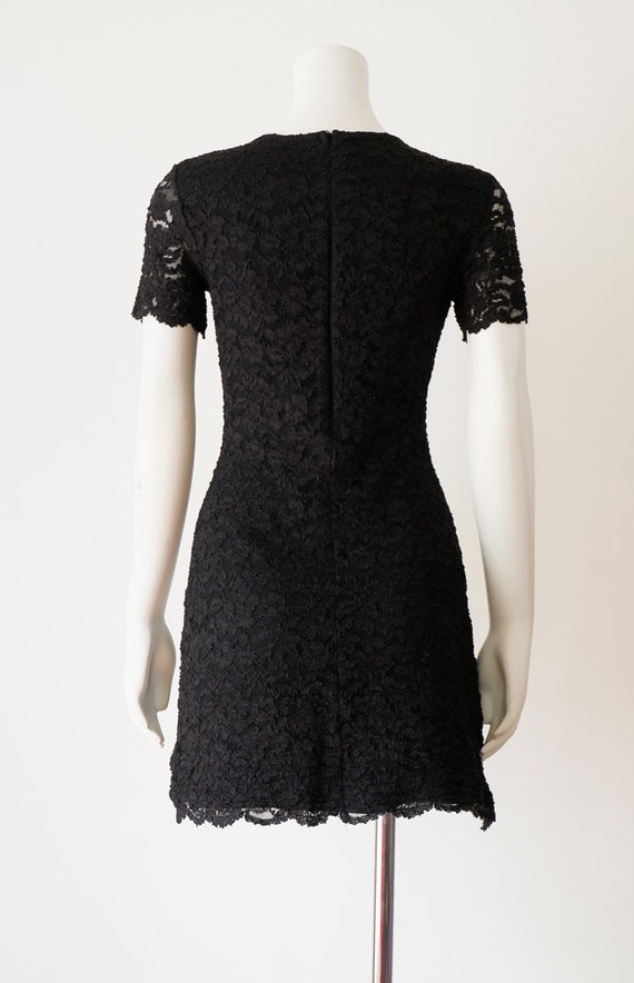 1990s Black Lace Mini Dress - image 6