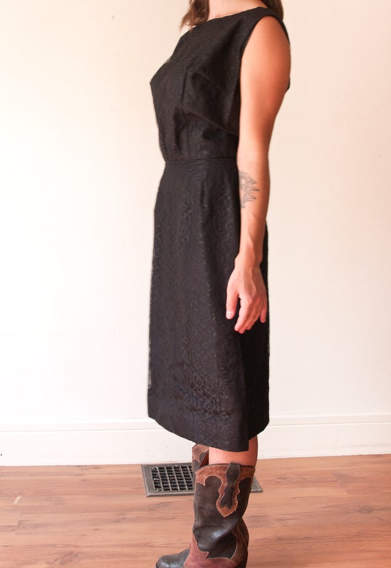 1970s Black Lace Dress - image 3