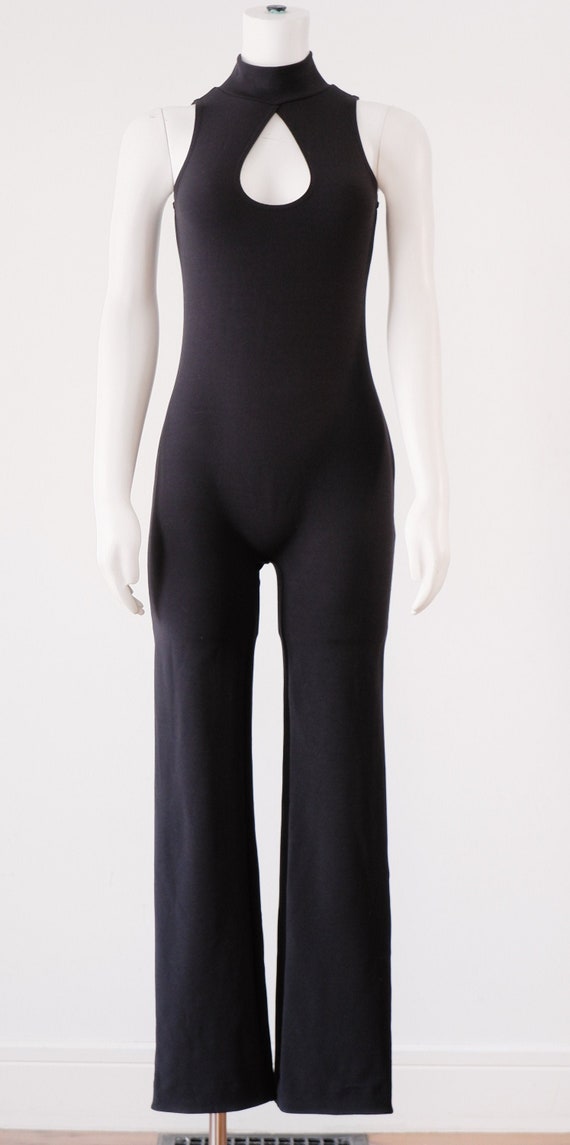 1990's Black Turtleneck Bodysuit / Vintage Sleevel