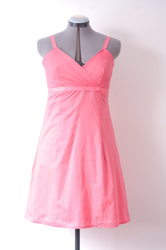 1960s Pink V-Neck Mini Dress - Small - image 1