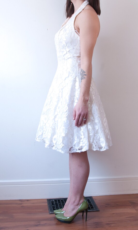 1990s White Lace Mini Dress - image 5