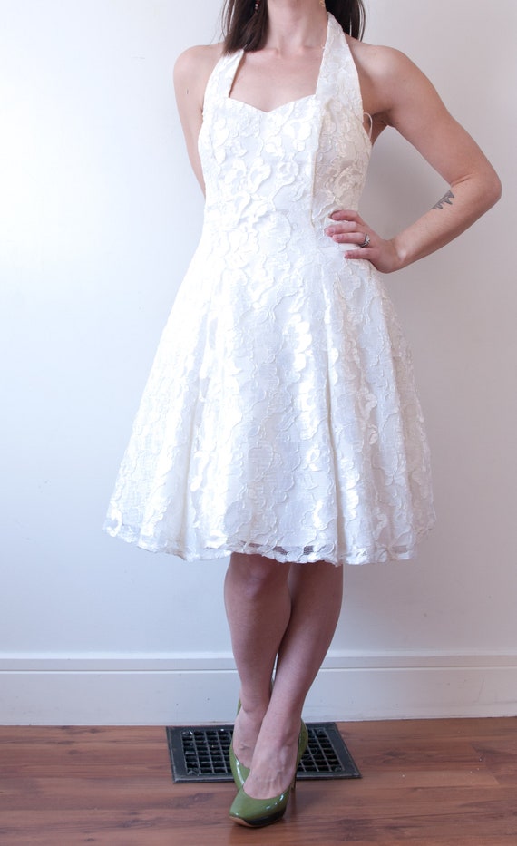 1990s White Lace Mini Dress - image 2