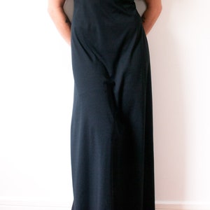 1960s Black Ruffle Sleeve Maxi Dress image 4