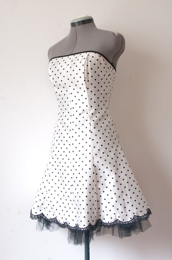 1990s White Polka Dot Gunne Sax Mini Dress - image 6