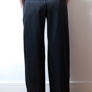 Vintage Black Satin pants / 1990s Wide Leg Trousers image 7