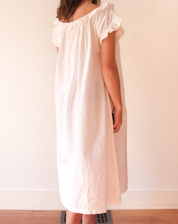 1920s White Cotton Night Gown / Antique Short Sle… - image 5