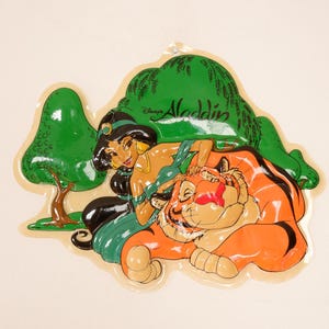 Suspensions murales Aladdin - Princesse et tigre vintage des années 1990, 3D (11 pouces) de décoration en plastique moulé