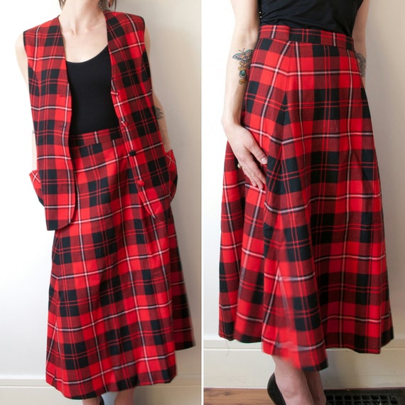 vintage red plaid dress