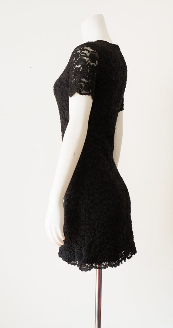 1990s Black Lace Mini Dress - image 5