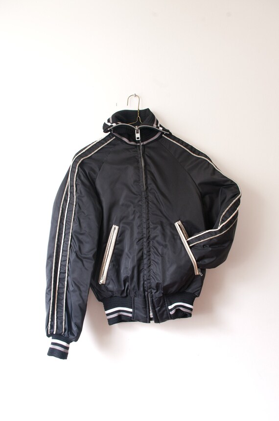 1980's Black Striped Bomber Jacket / Vintage High
