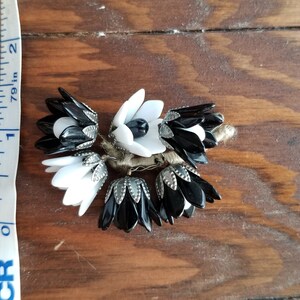 1960's Black and White Flower Brooch main image 0