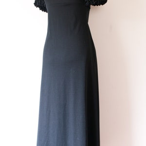 1960s Black Ruffle Sleeve Maxi Dress image 7