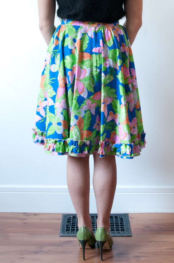 Vintage Blue Floral Skirt - image 5