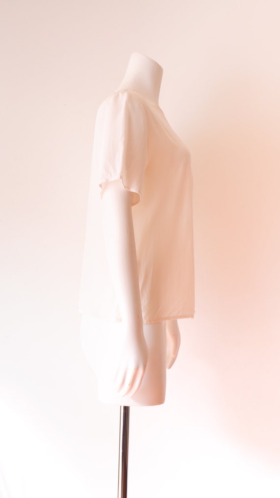 Vintage Off White Silk T Shirt  - image 6