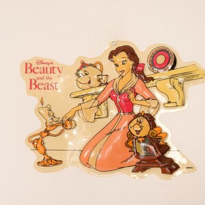 Beauty and the Beast Wall Hanging - Vintage 1990s 3D Molded Plastic Princess Cartoon Character Decor