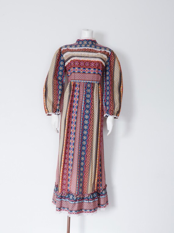 funky midi dress 1970s Rainbow Gown by Lamp Lighter - Vintage Medium Funky Midi Dress