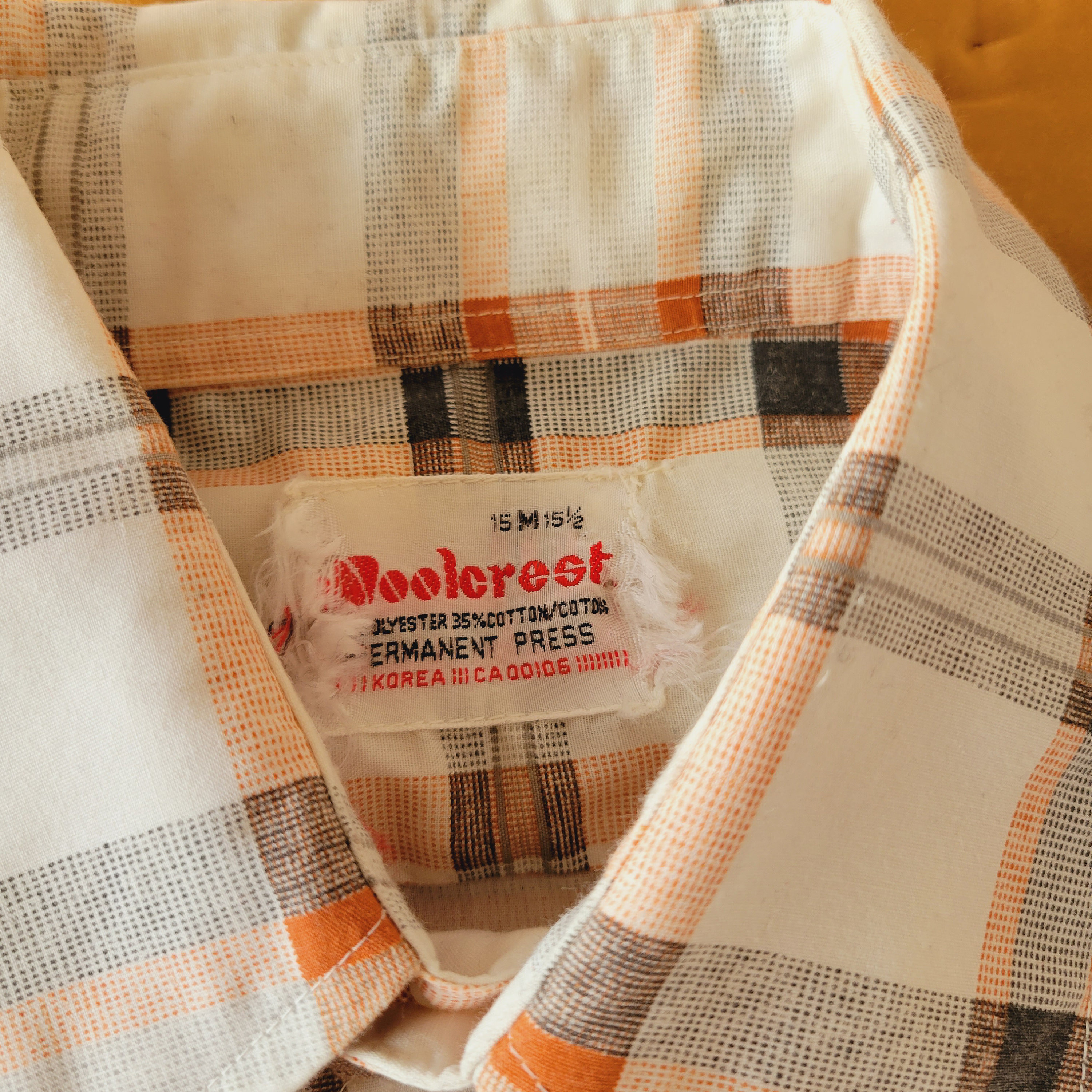 Vintage White and Orange Plaid Shirt by Woolcrest - Vintage Vintage White and Orange Plaid Shirt by Woolcrest - Vintage