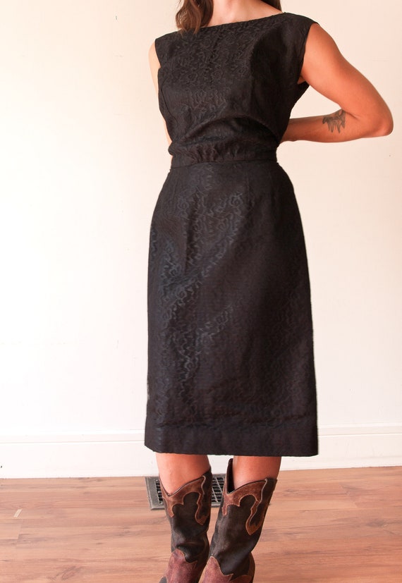 1970s Black Lace Dress - image 1