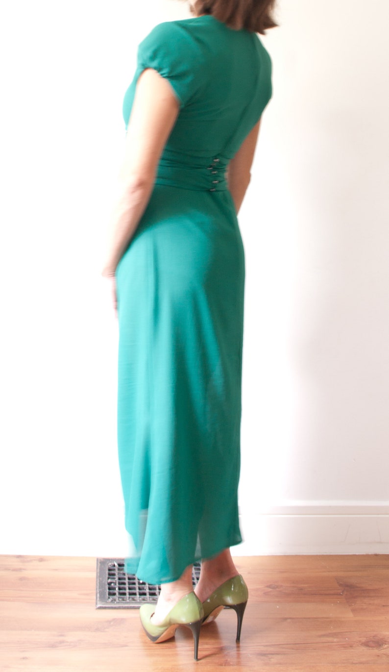 1960s Green Short Sleeve Gown image 5