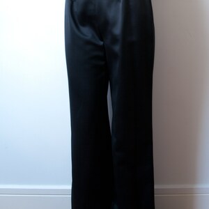 Vintage Black Satin pants / 1990s Wide Leg Trousers image 4