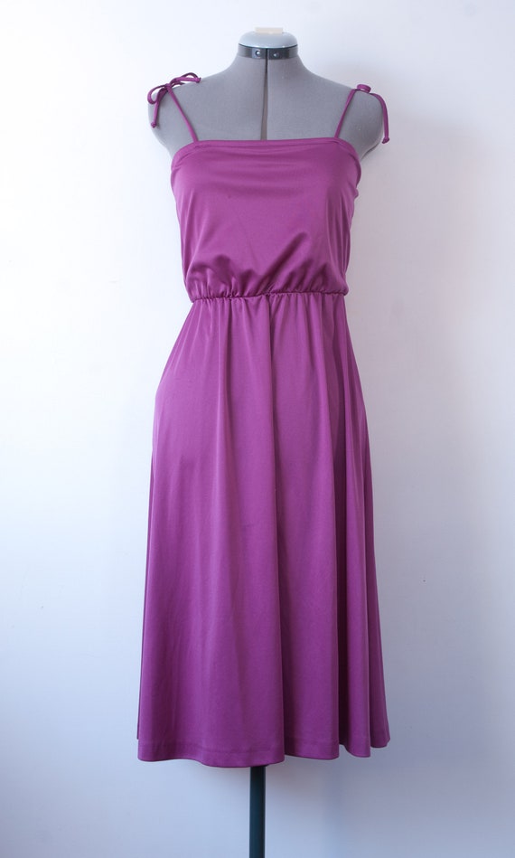 1970s Pleated Purple Midi Dress  - image 6