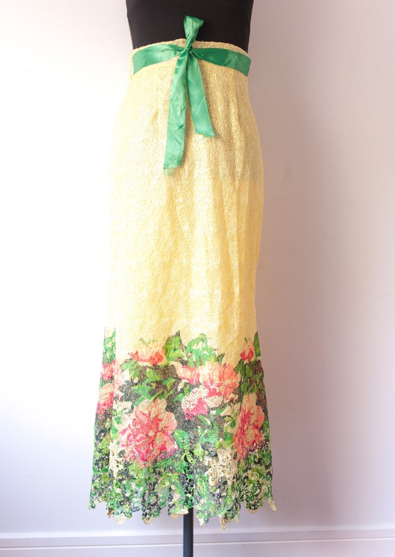 yellow floral maxi skirt