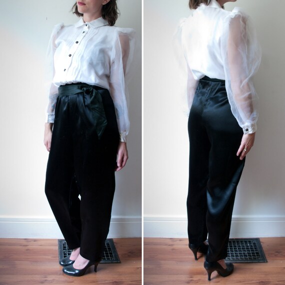 1980's White and Black Tuxedo Pant Suit / Vintage