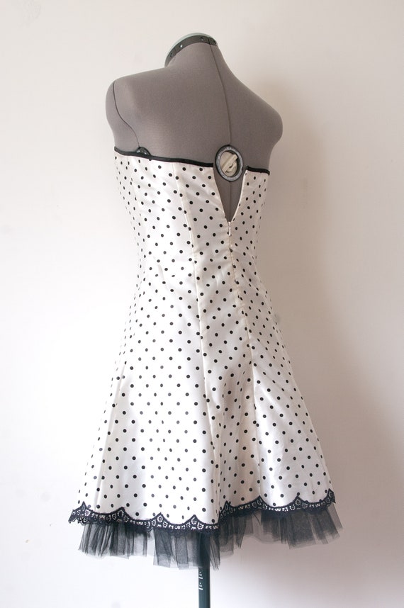 1990s White Polka Dot Gunne Sax Mini Dress - image 7