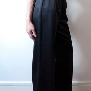 Vintage Black Satin pants / 1990s Wide Leg Trousers image 8