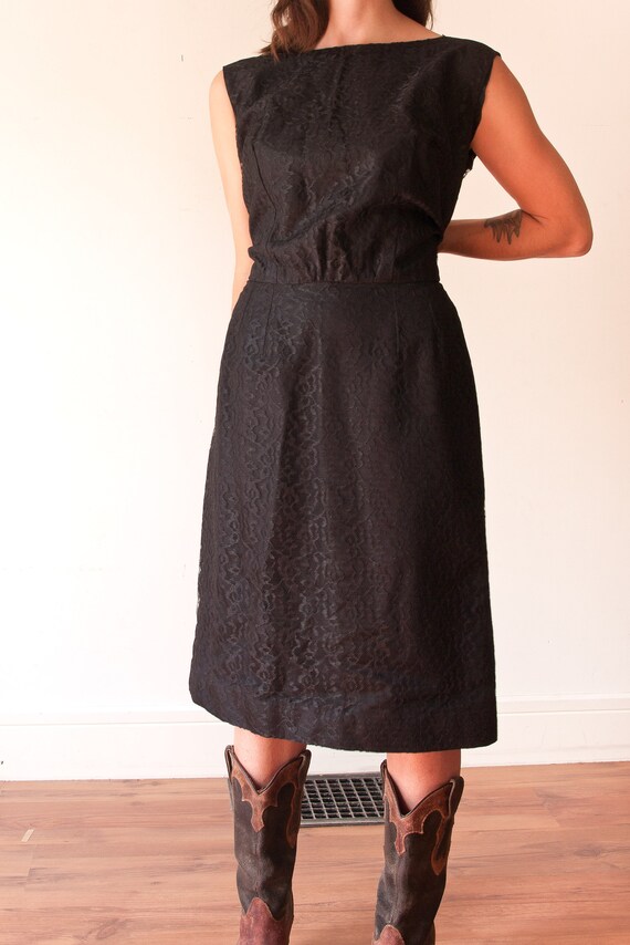 1970s Black Lace Dress - image 2