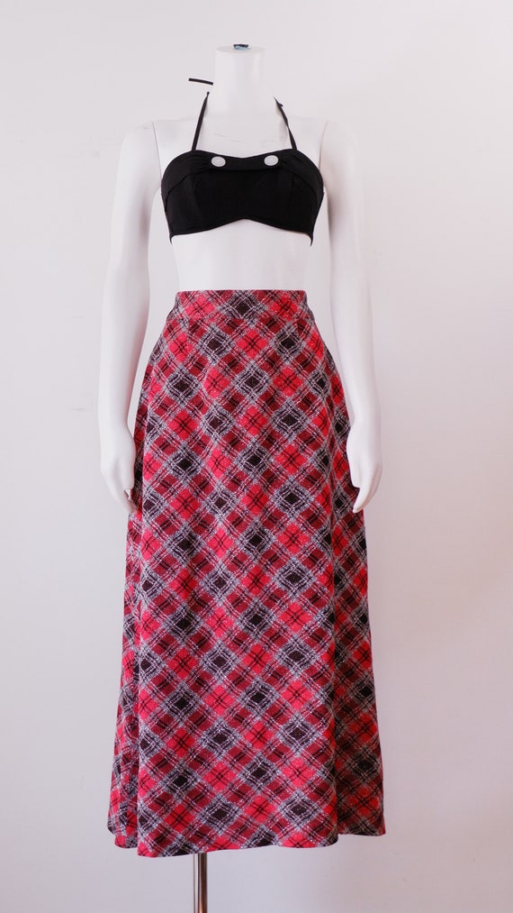 1970s Plaid Metallic Midi  - image 1