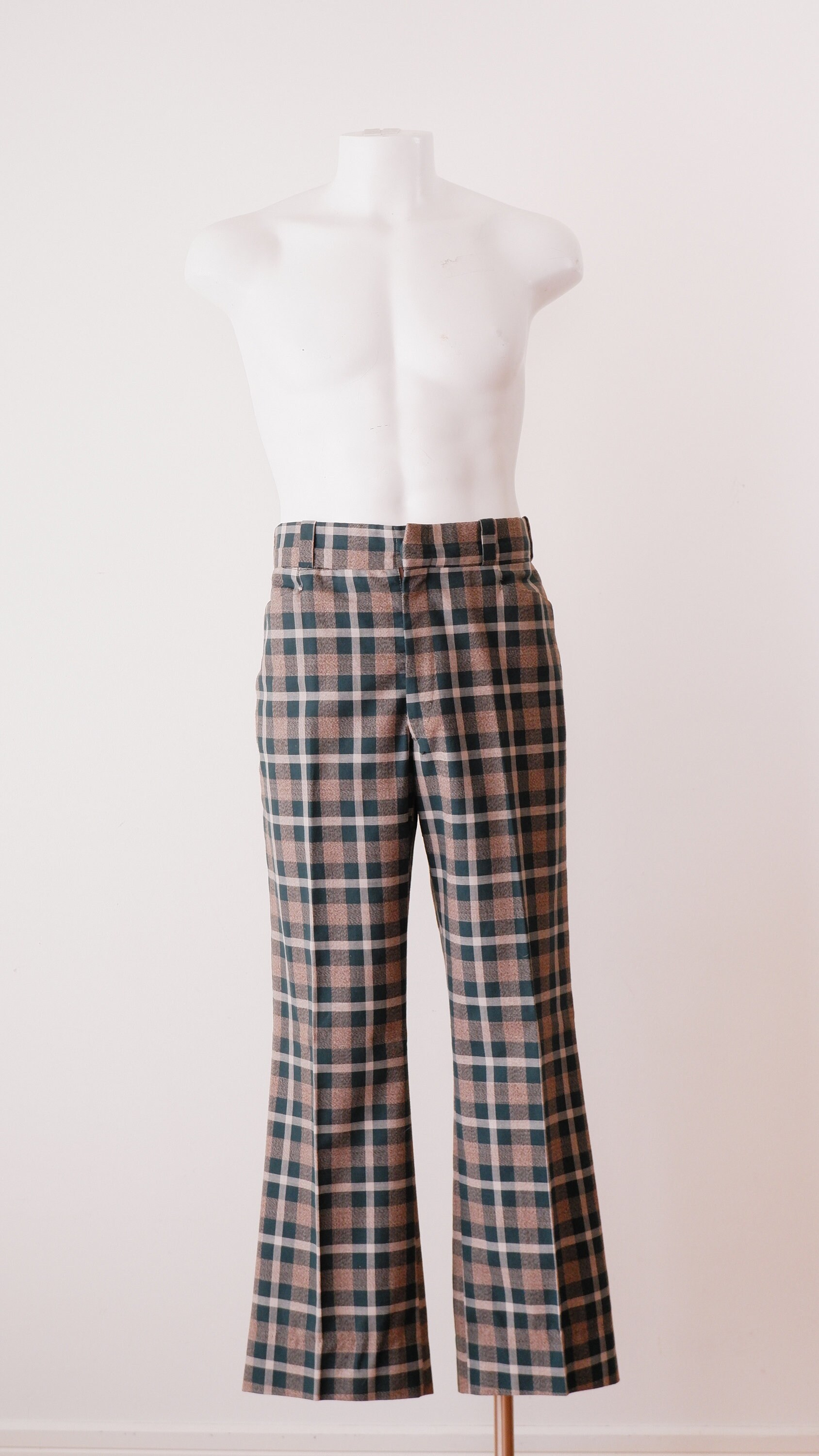 1970's Plaid Golf Pants / Vintage Fortrel Bell Bottoms Etsy