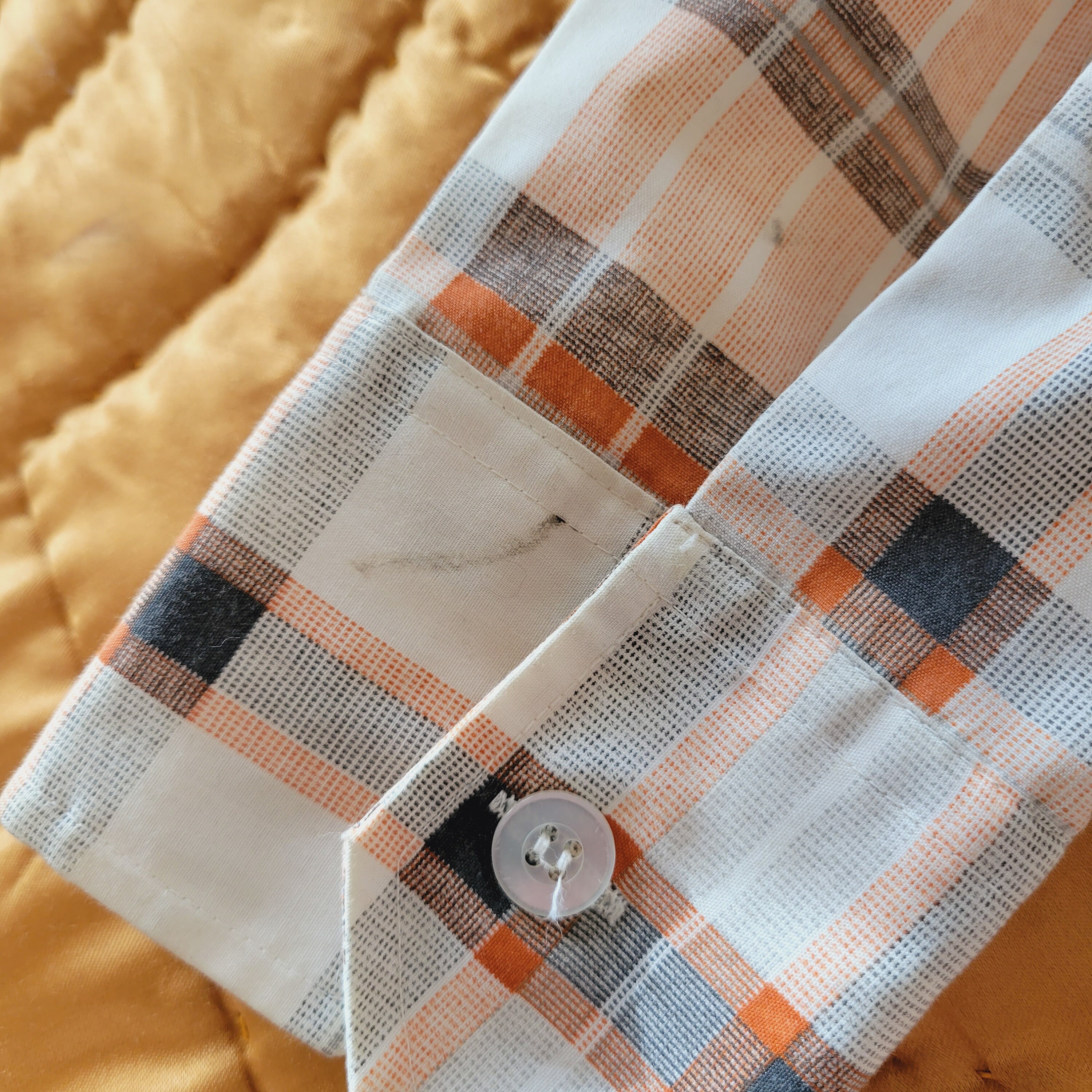 Vintage White and Orange Plaid Shirt by Woolcrest - Vintage Vintage White and Orange Plaid Shirt by Woolcrest - Vintage