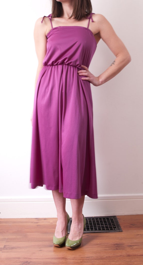 1970s Pleated Purple Midi Dress  - image 2