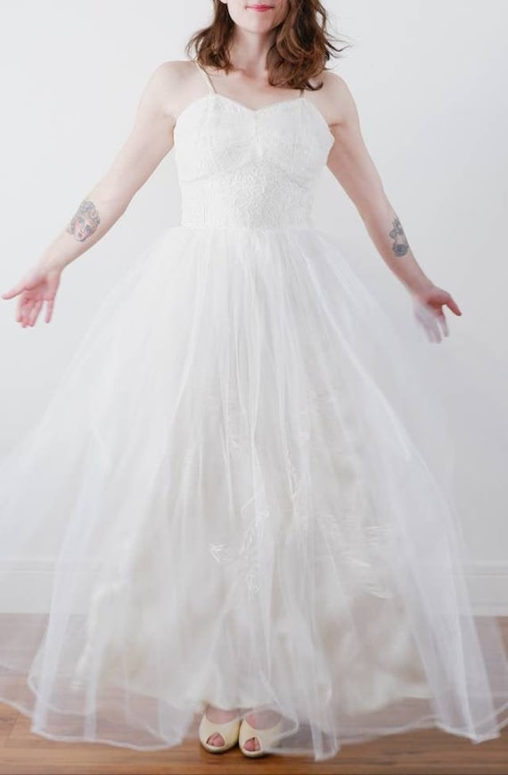 1950's Vintage White Gown Gem
