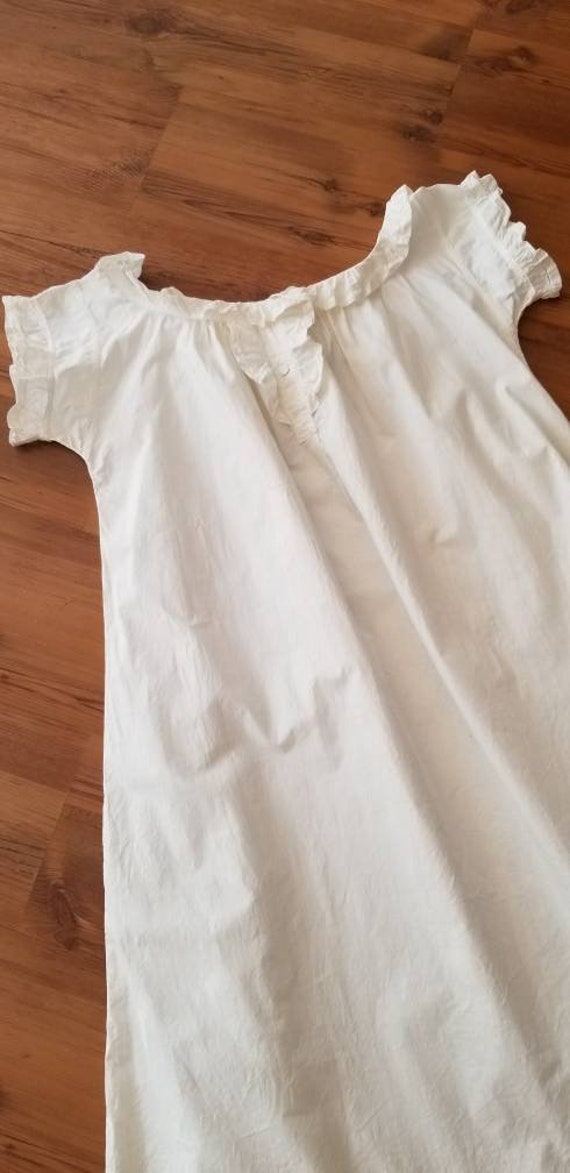 1920s White Cotton Night Gown / Antique Short Sle… - image 10