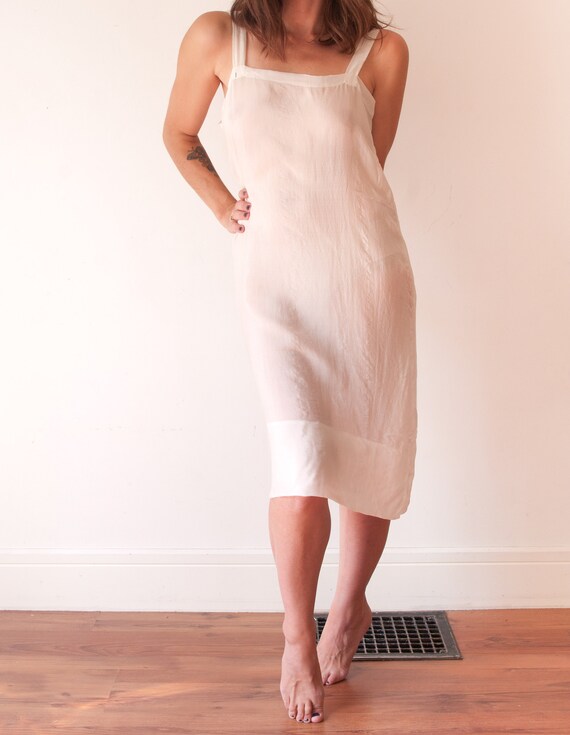 1960s Pink Slip - Small, Sheer Midi Nightgown